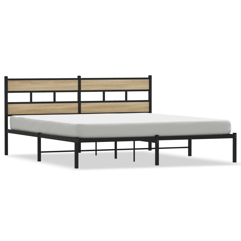 Metal Bed Frame without Mattress Sonoma Oak 200x200 cm