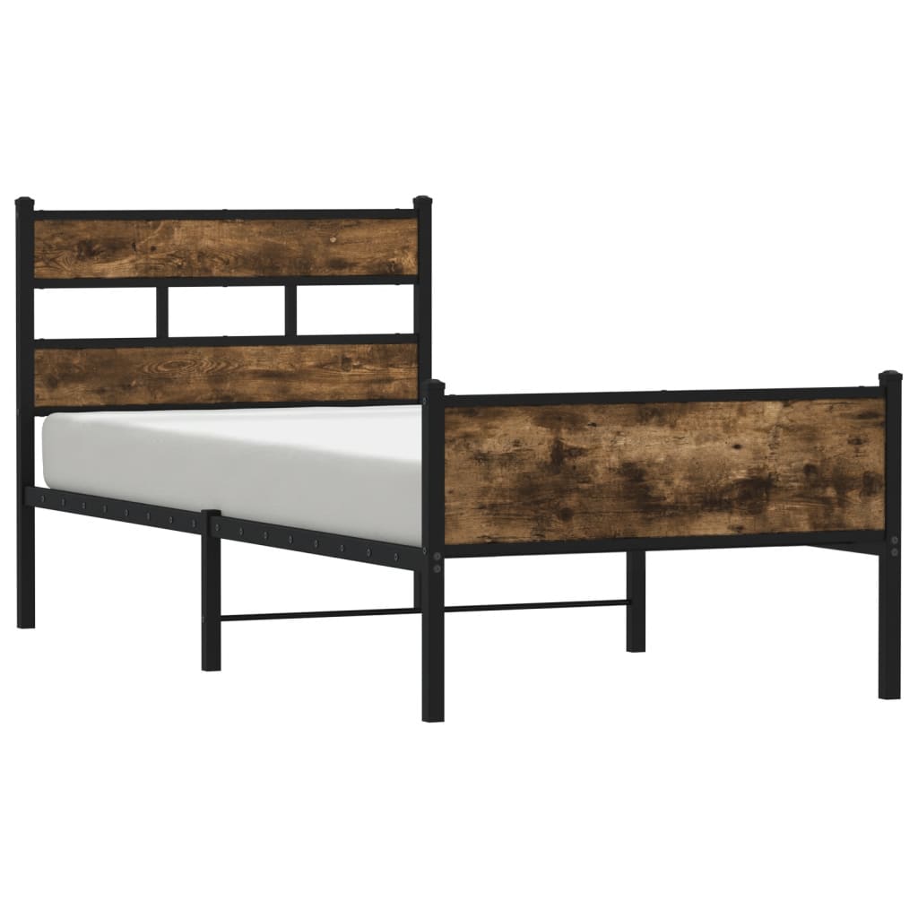 Bed Frame without Mattress Smoked Oak 107x203 cm Engineered Wood