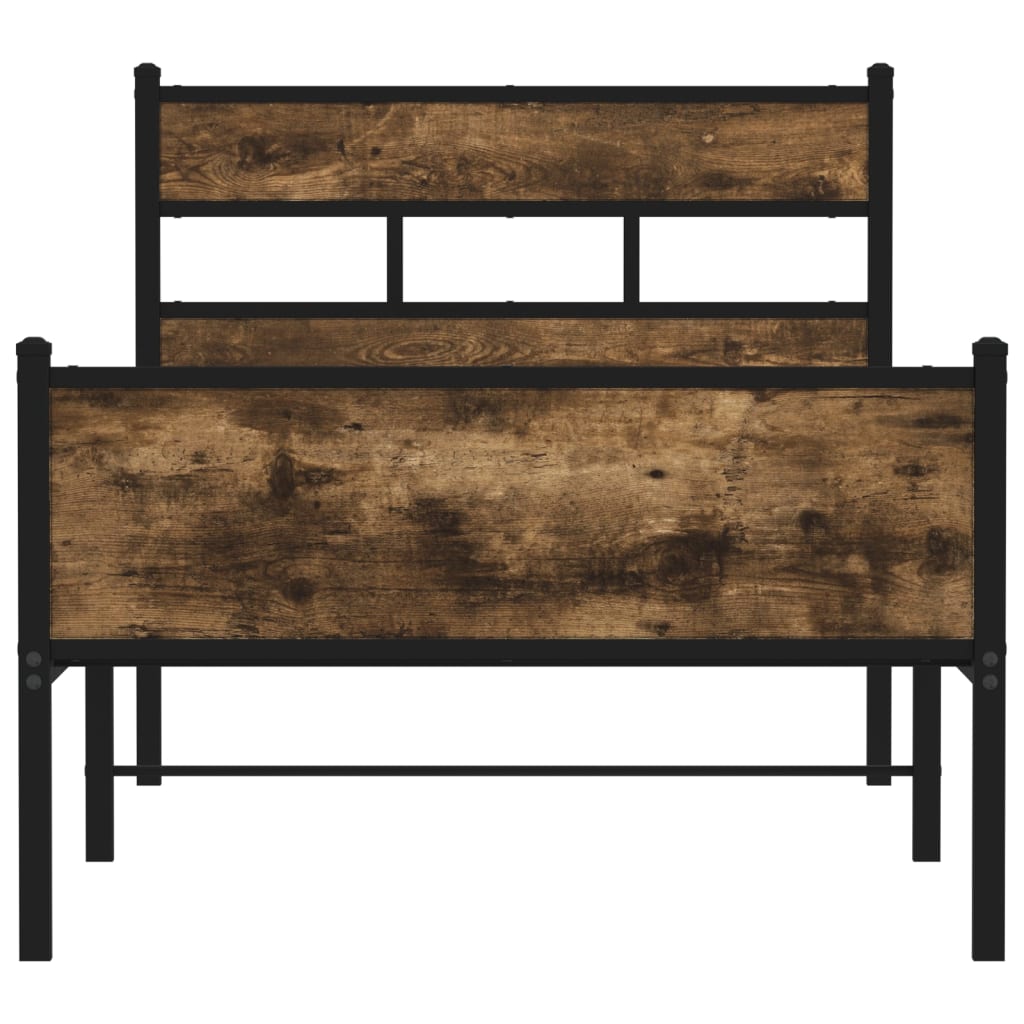 Bed Frame without Mattress Smoked Oak 107x203 cm Engineered Wood