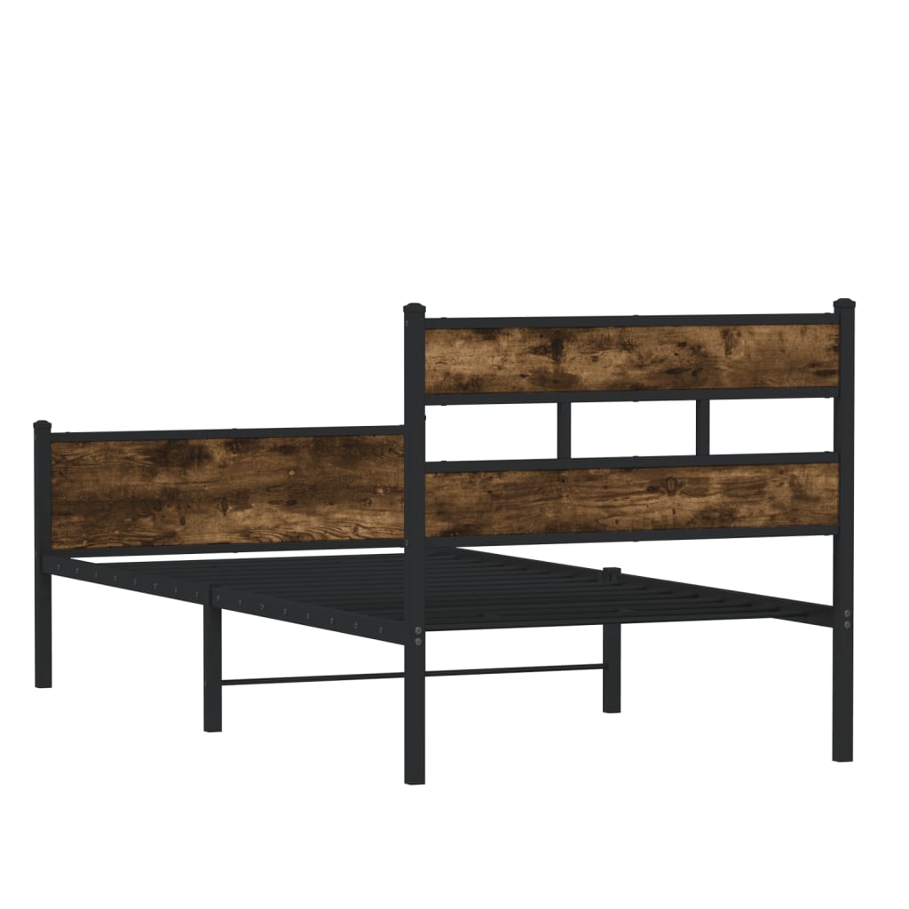 Bed Frame without Mattress Smoked Oak 107x203 cm Engineered Wood