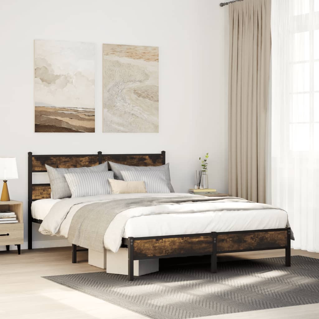 Bed Frame without Mattress Smoked Oak 107x203 cm Engineered Wood