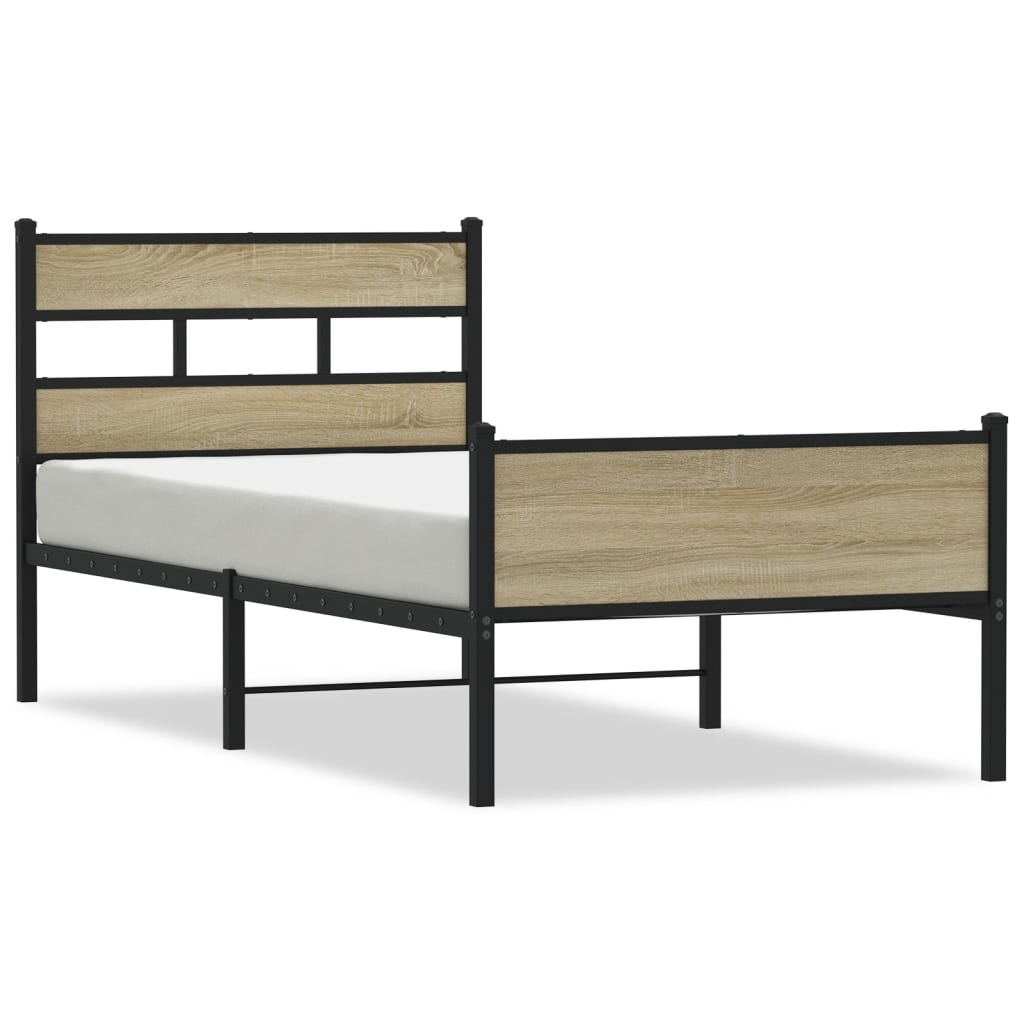 Bed Frame without Mattress Sonoma Oak 107x203 cm Engineered Wood