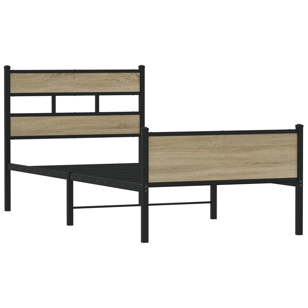 Bed Frame without Mattress Sonoma Oak 107x203 cm Engineered Wood
