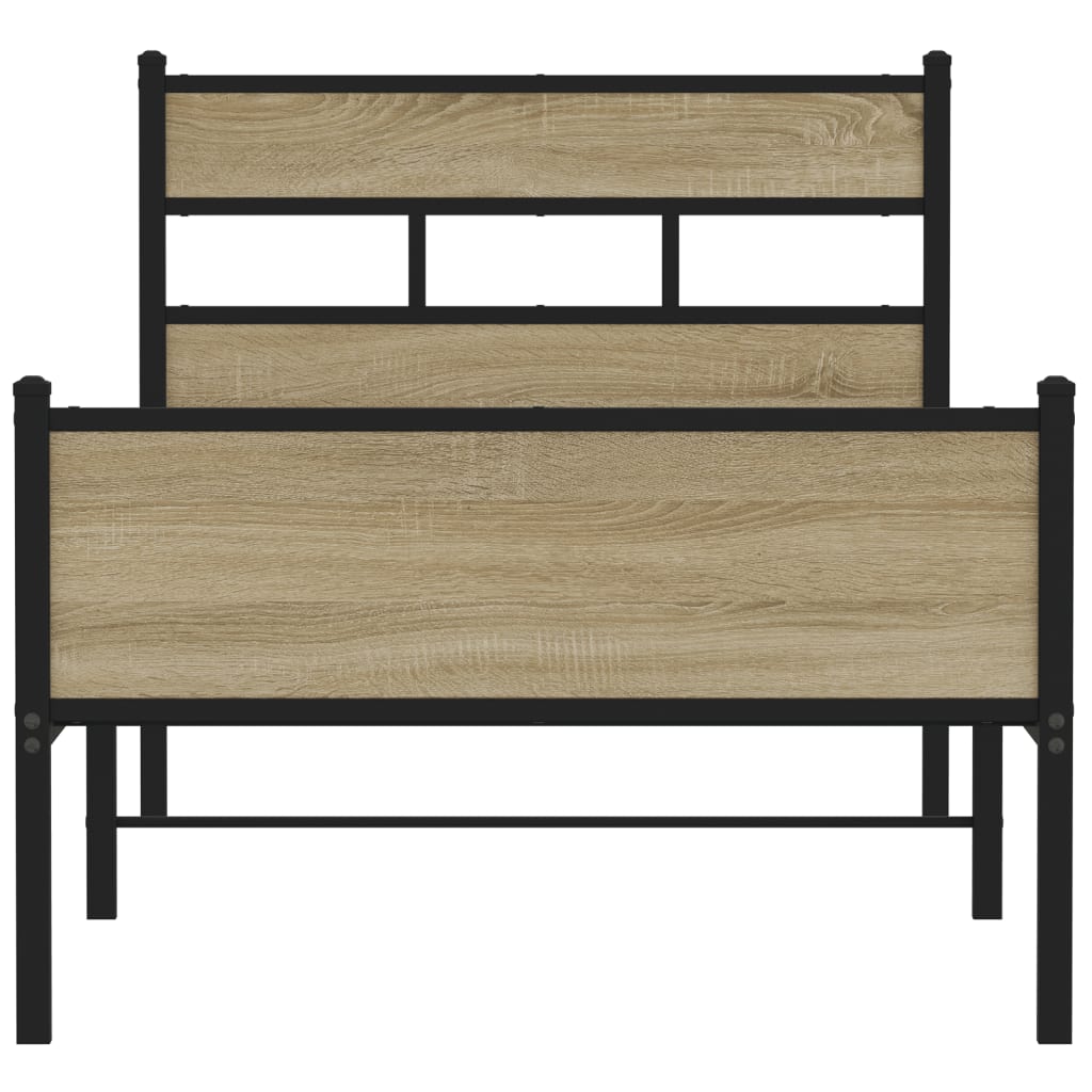 Bed Frame without Mattress Sonoma Oak 107x203 cm Engineered Wood