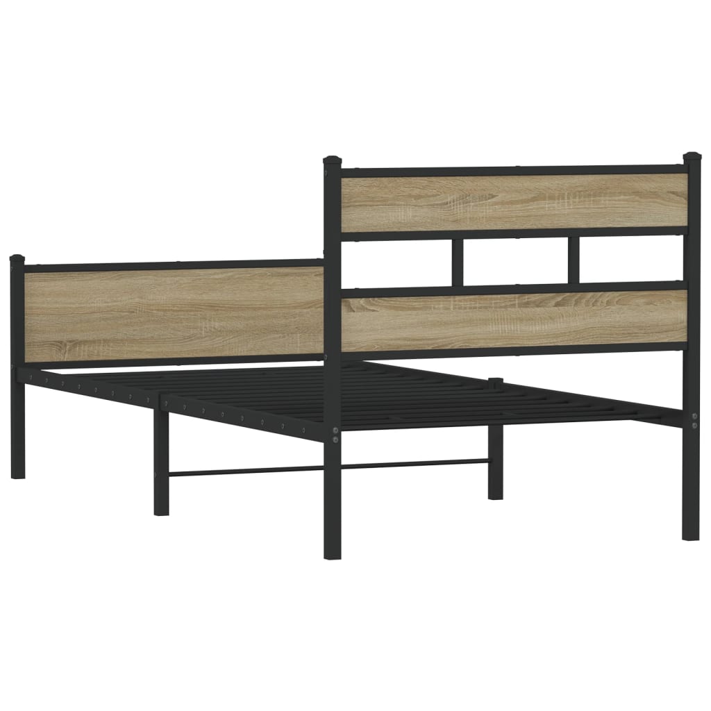 Bed Frame without Mattress Sonoma Oak 107x203 cm Engineered Wood