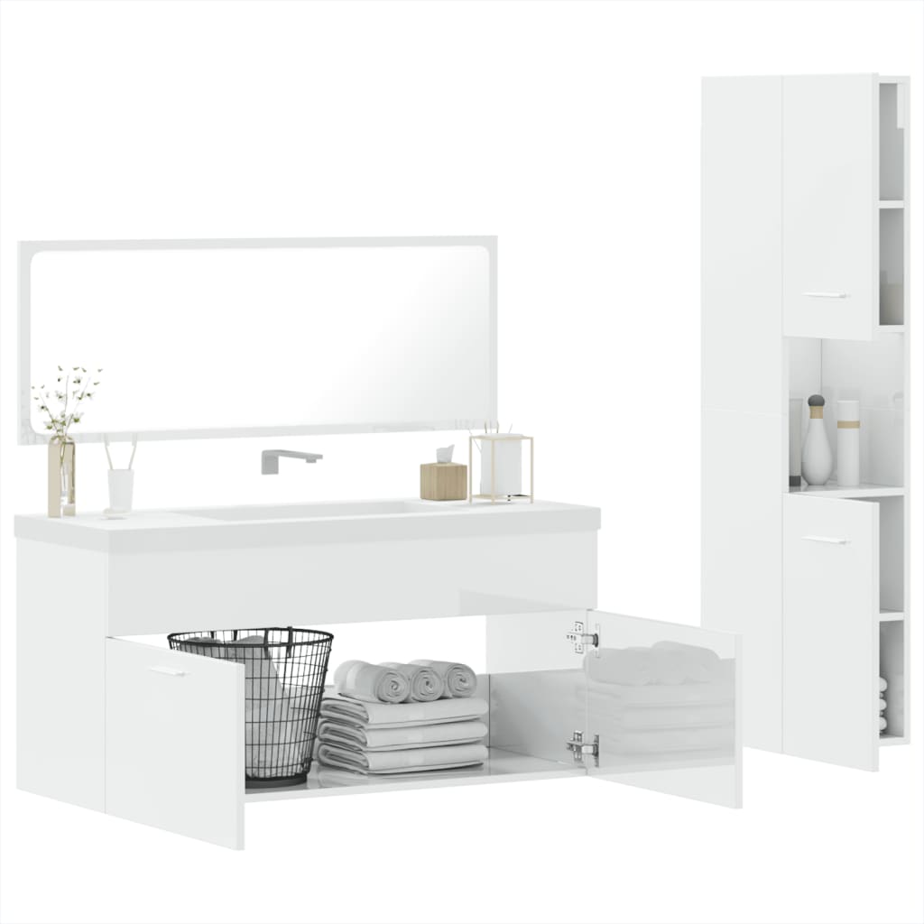 3 Piece Bathroom Furniture Set Engineered Wood
