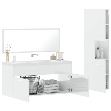 3 Piece Bathroom Furniture Set Engineered Wood
