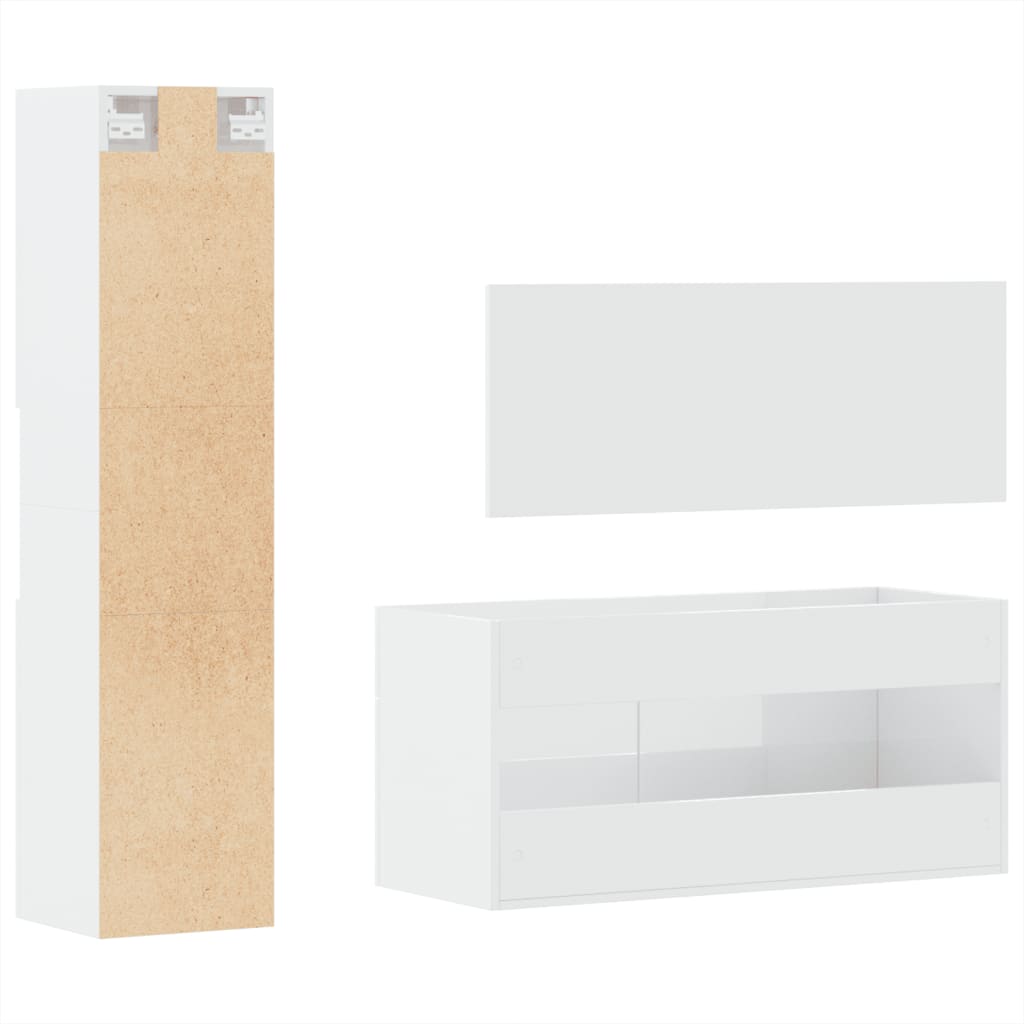 3 Piece Bathroom Furniture Set Engineered Wood