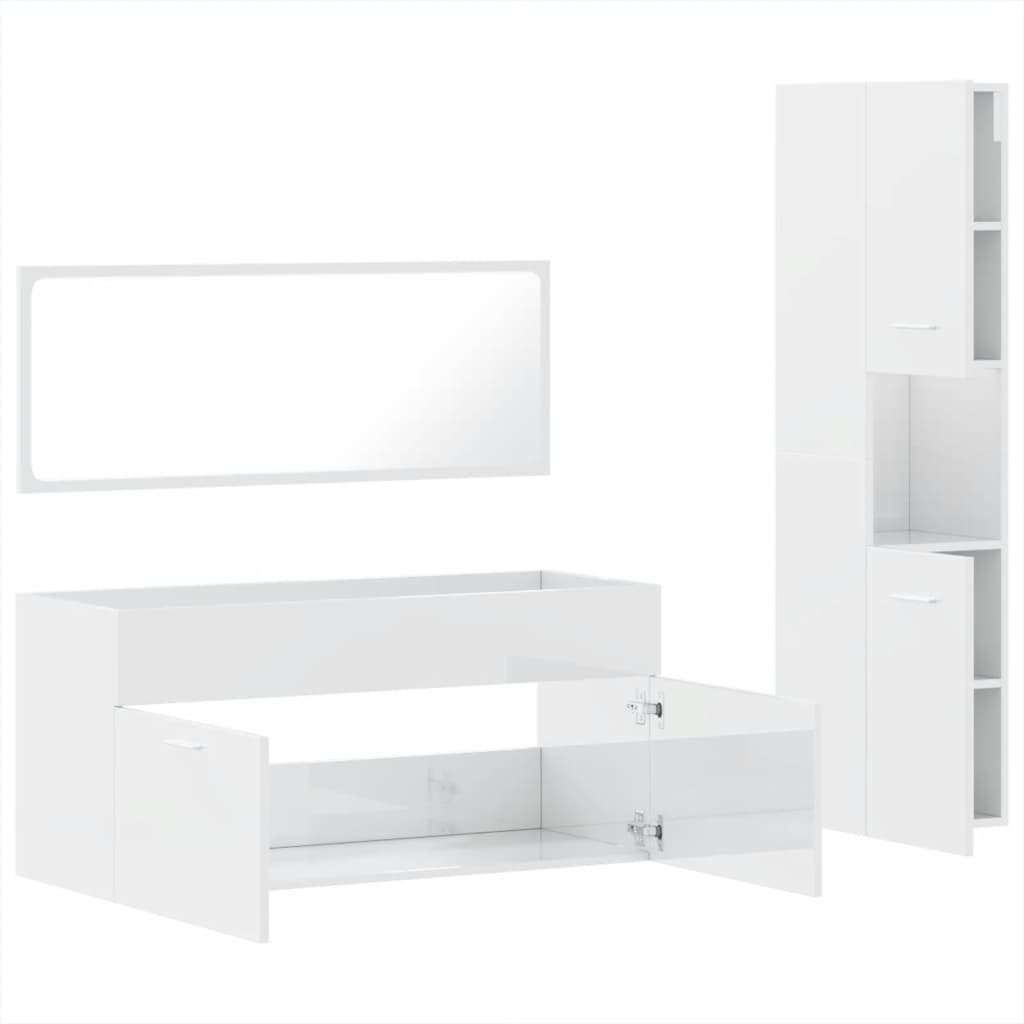 3 Piece Bathroom Furniture Set Engineered Wood