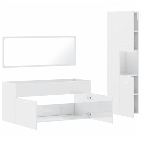 3 Piece Bathroom Furniture Set Engineered Wood