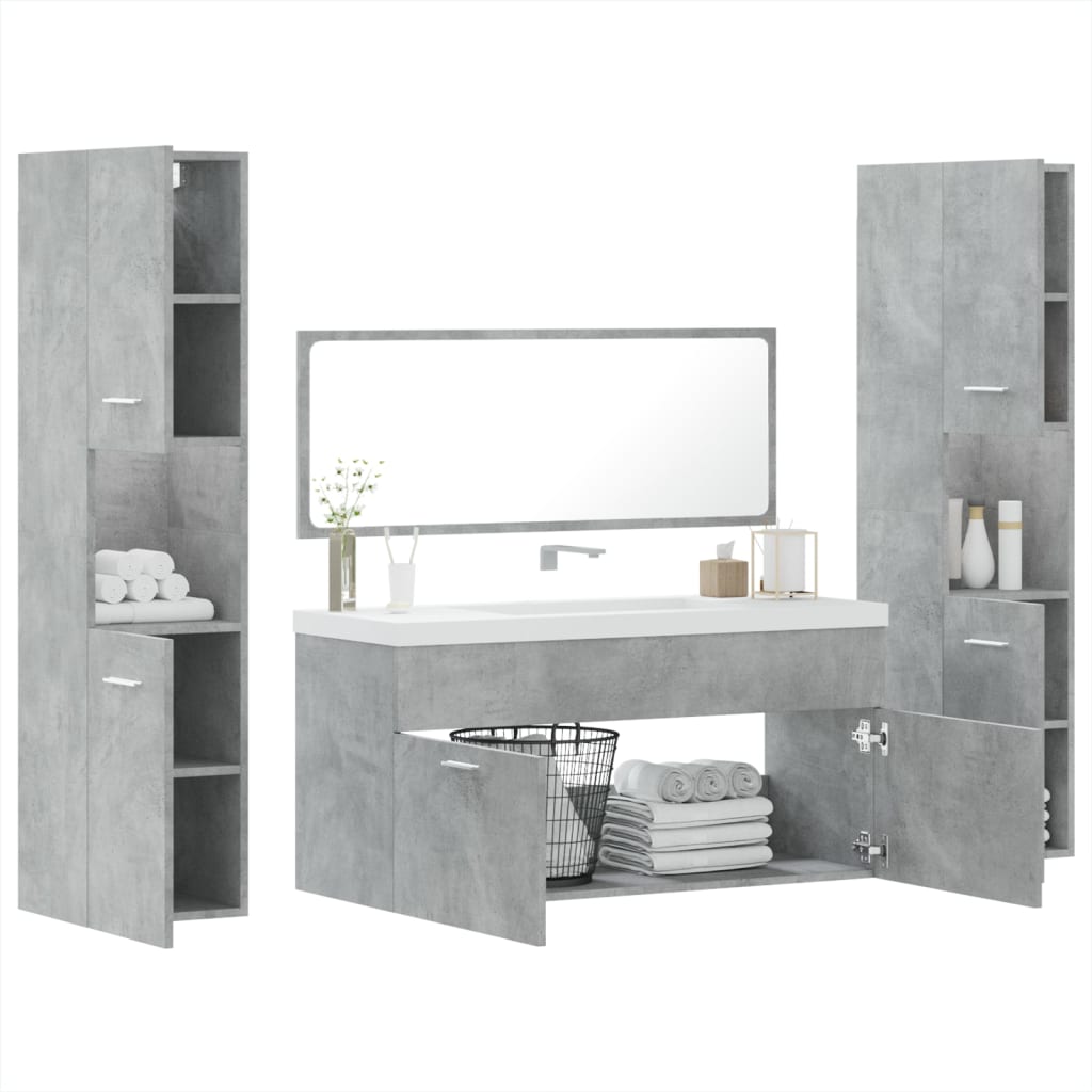 4 Piece Bathroom Furniture Set Engineered Wood