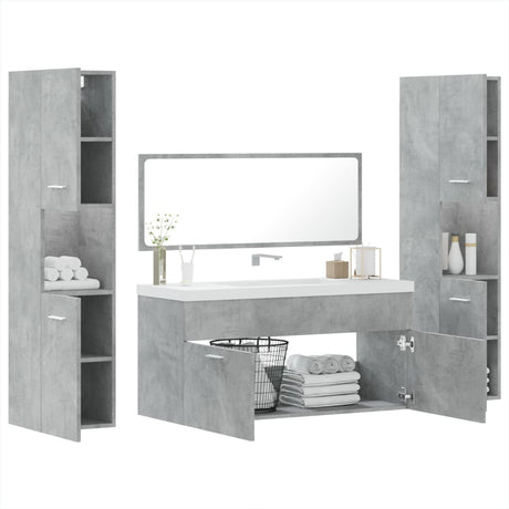 4 Piece Bathroom Furniture Set Engineered Wood