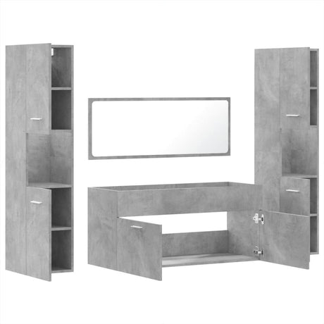 4 Piece Bathroom Furniture Set Engineered Wood