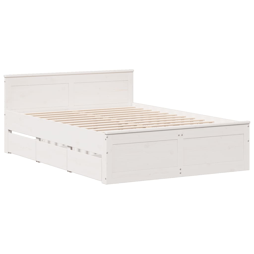 Bed Frame without Mattress with Headboard White 160x200 cm Solid Wood Pine