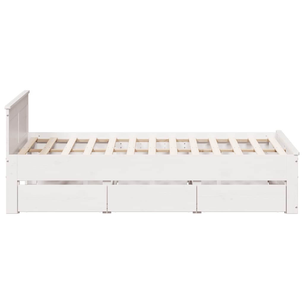 Bed Frame without Mattress with Headboard White 160x200 cm Solid Wood Pine