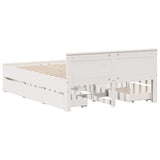 Bed Frame without Mattress with Headboard White 160x200 cm Solid Wood Pine