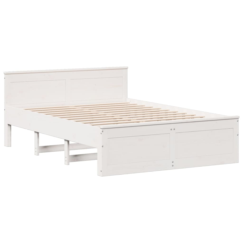Bed Frame without Mattress with Headboard White 160x200 cm Solid Wood Pine