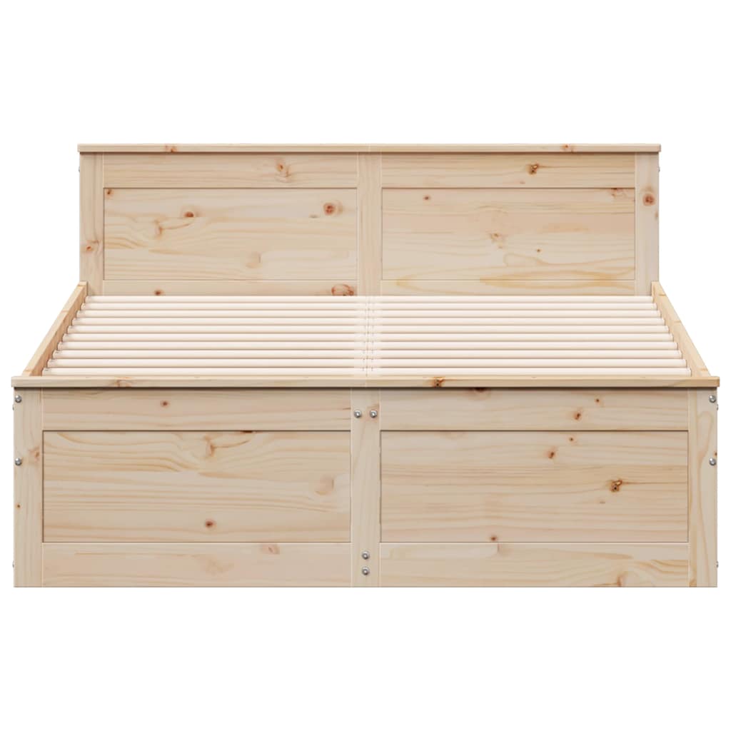 Bed Frame without Mattress with Headboard 140x190 cm Solid Wood Pine