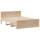 Bed Frame without Mattress with Headboard 140x190 cm Solid Wood Pine