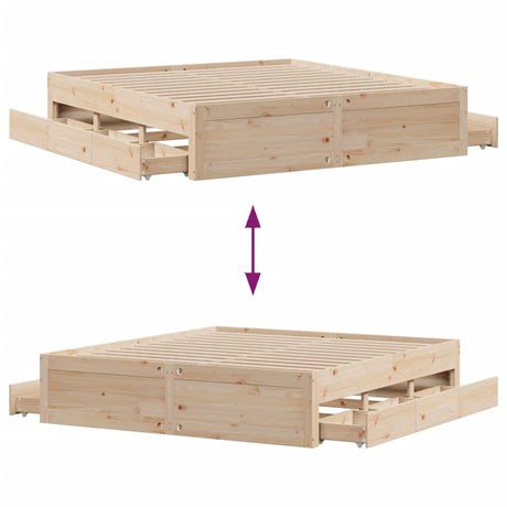 Bed Frame Without Mattress With Drawers Super King Solid Wood Pine
