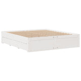 Bed Frame without Mattress with Drawers White 180x200 cm Super King Solid Wood Pine