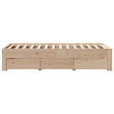 Bed Frame without Mattress with Drawers 100x200 cm Solid Wood Pine