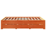 Bed Frame without Mattress with Drawers Wax Brown 140x190 cm Solid Wood Pine