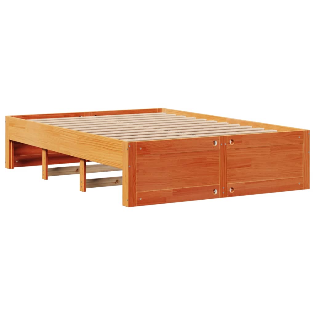 Bed Frame without Mattress with Drawers Wax Brown 140x190 cm Solid Wood Pine
