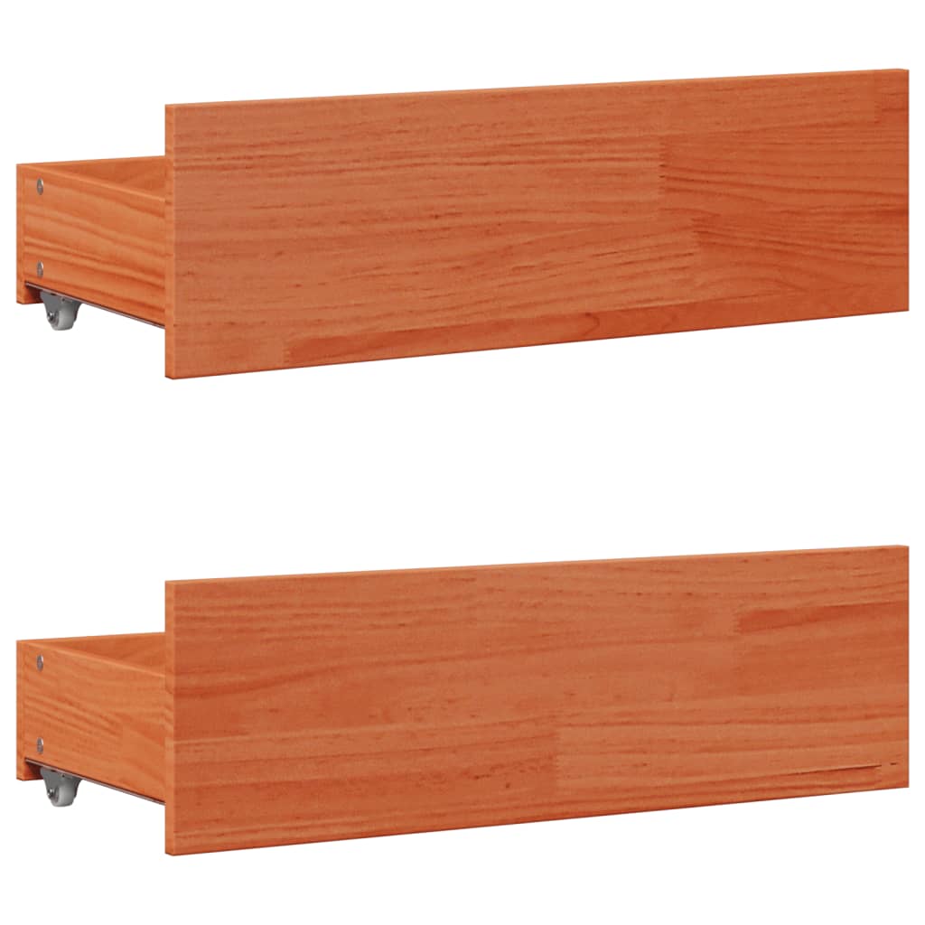 Bed Frame without Mattress with Drawers Wax Brown 140x190 cm Solid Wood Pine