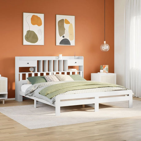 Bookcase Bed Without Mattress King Size Solid Wood Pine