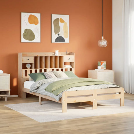Bookcase Bed Without Mattress King Size Solid Wood Pine