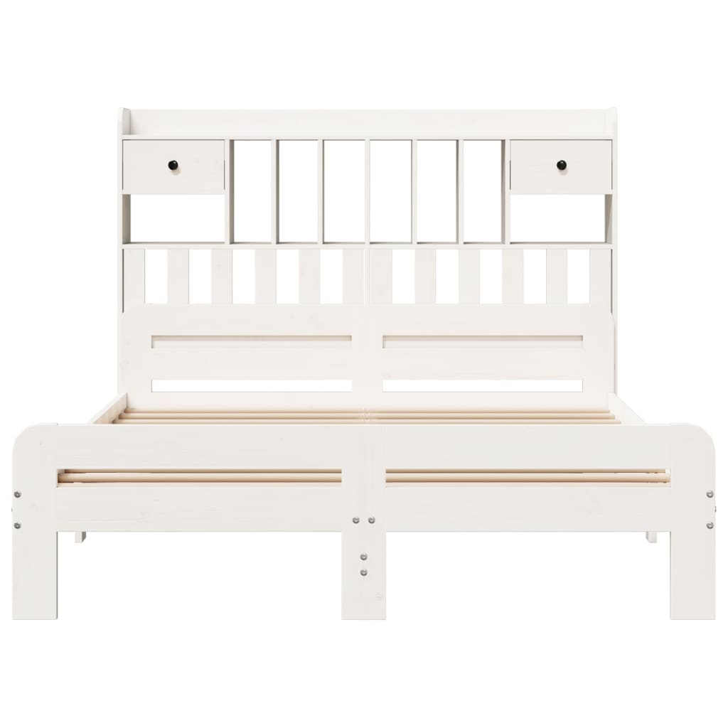 Bookcase Bed without Mattress White 140x190 cm Solid Wood Pine