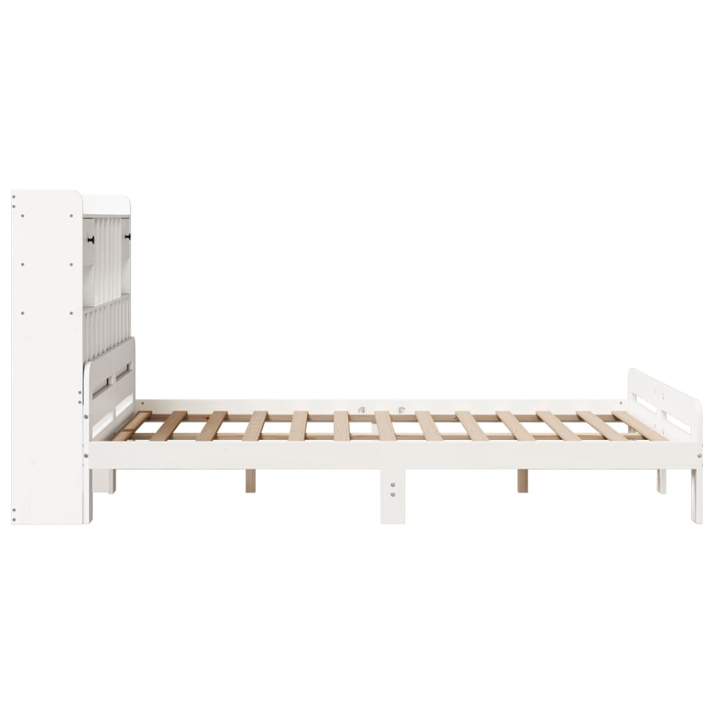 Bookcase Bed without Mattress White 140x190 cm Solid Wood Pine