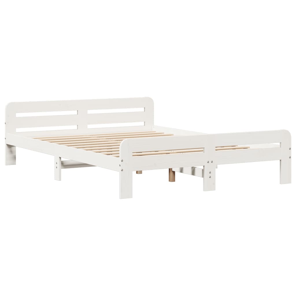 Bookcase Bed without Mattress White 140x190 cm Solid Wood Pine