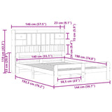 Bookcase Bed without Mattress White 140x190 cm Solid Wood Pine