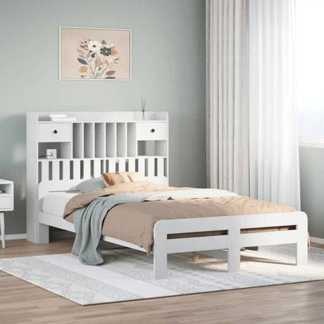 Bookcase Bed Without Mattress King Size Solid Wood Pine