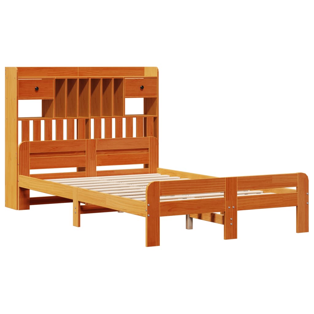 Bookcase Bed without Mattress Wax Brown 120x190 cm Small Double Solid Wood Pine