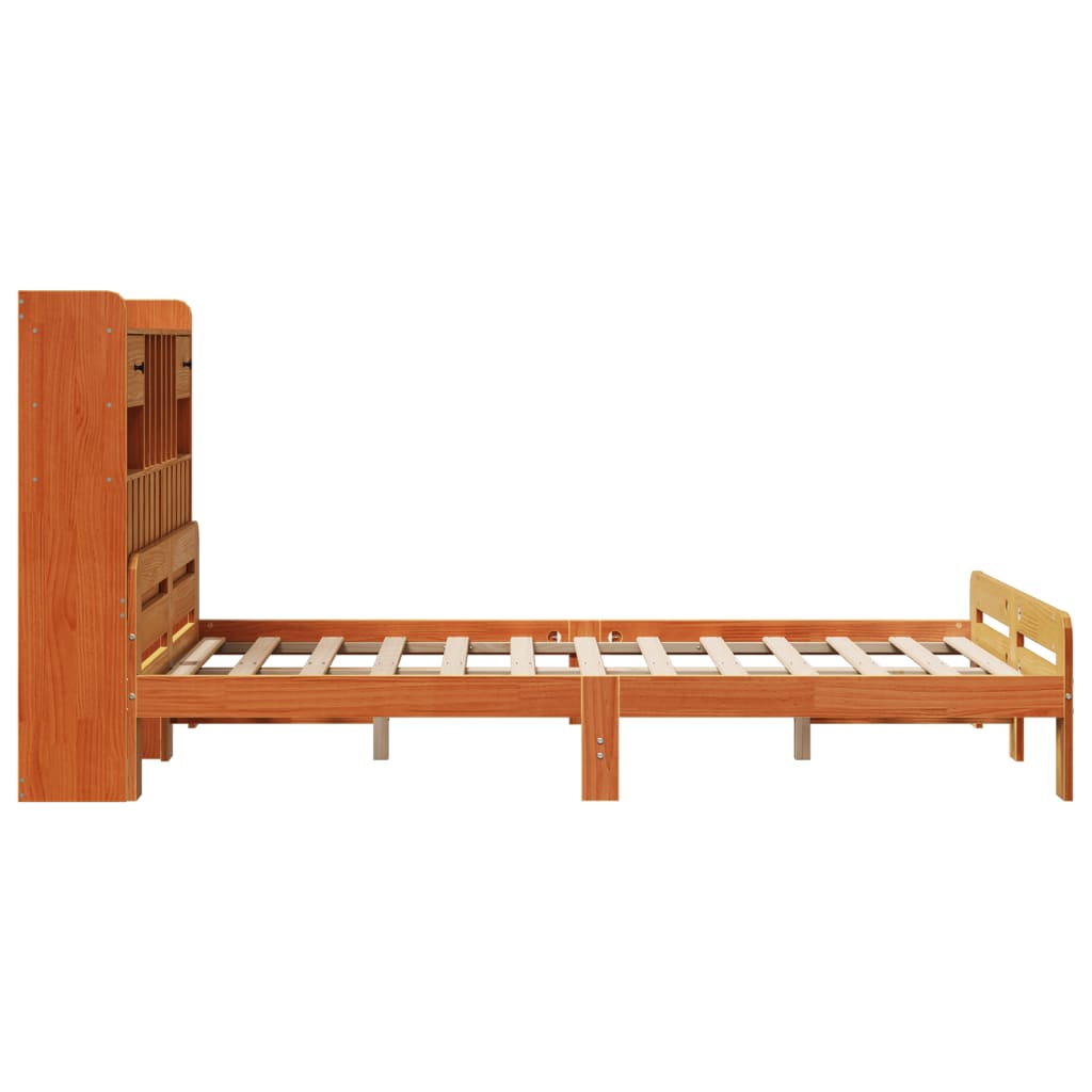 Bookcase Bed without Mattress Wax Brown 120x190 cm Small Double Solid Wood Pine