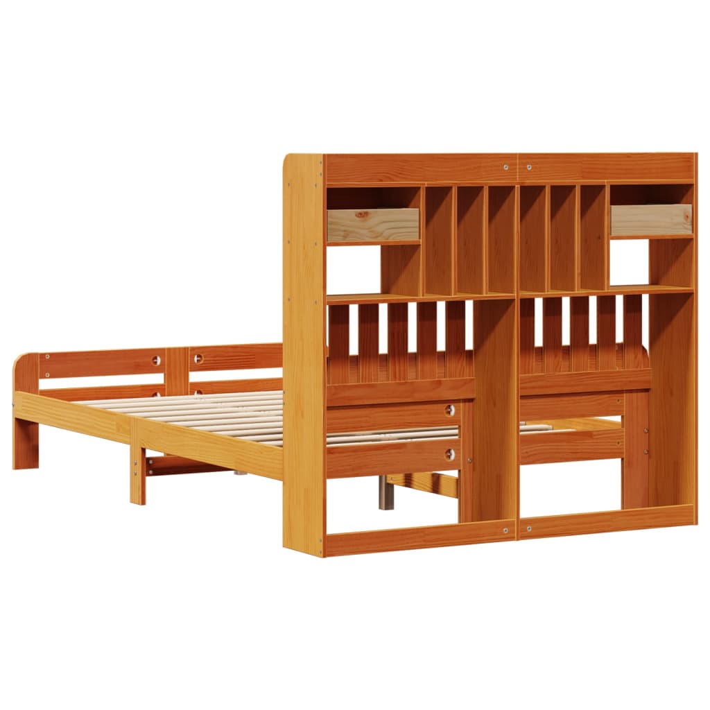 Bookcase Bed without Mattress Wax Brown 120x190 cm Small Double Solid Wood Pine
