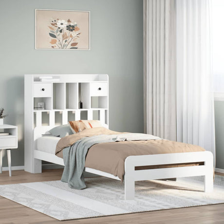 Bookcase Bed Without Mattress King Size Solid Wood Pine