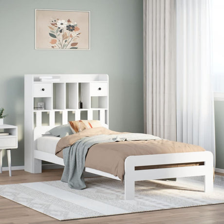 Bookcase Bed Without Mattress King Size Solid Wood Pine
