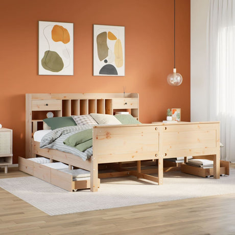 Bookcase Bed Without Mattress Solid Wood Pine