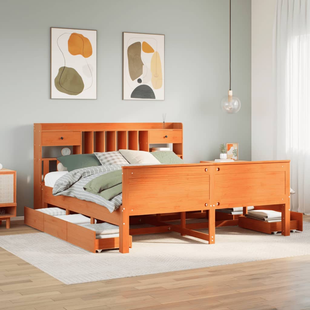 Bookcase Bed Without Mattress Solid Wood Pine