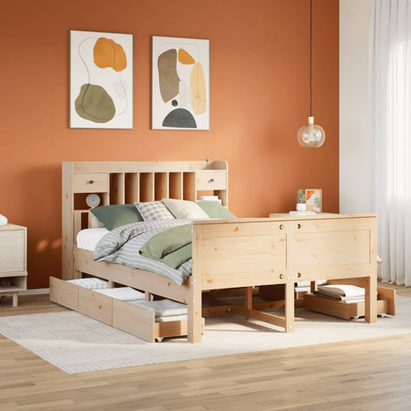 Bookcase Bed Without Mattress Solid Wood Pine