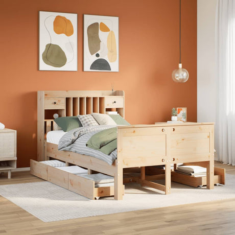 Bookcase Bed Without Mattress Solid Wood Pine