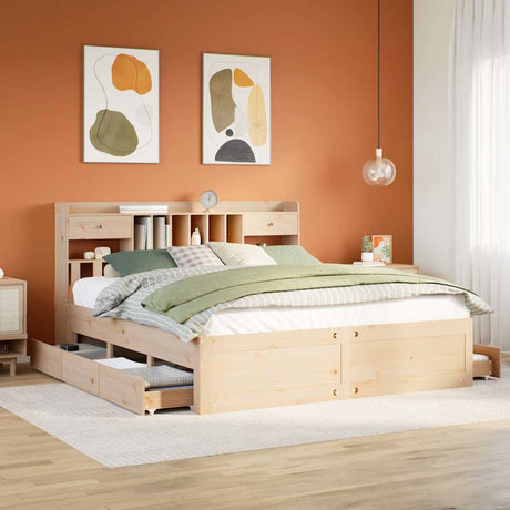 Bookcase Bed Without Mattress Solid Wood Pine