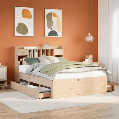 Bookcase Bed Without Mattress Solid Wood Pine