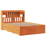 Bookcase Bed without Mattress Wax Brown 140x200 cm Solid Wood Pine