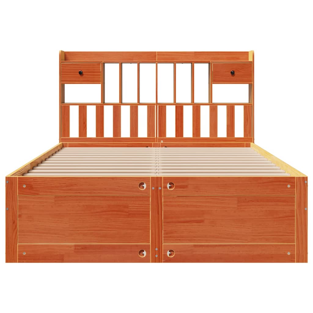 Bookcase Bed without Mattress Wax Brown 140x200 cm Solid Wood Pine