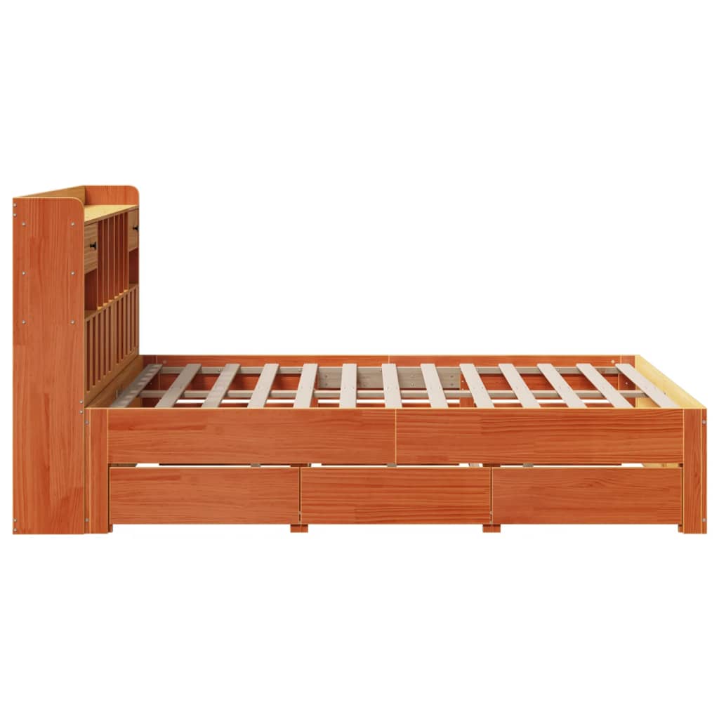 Bookcase Bed without Mattress Wax Brown 140x200 cm Solid Wood Pine